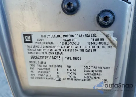 2006 Chevrolet Silverado C1500 from USA, damaged, VIN 2GCEC13T761114213